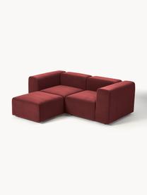 Modulares Samt-Sofa Lena (3-Sitzer) mit Hocker, Bezug: Samt (100 % Polyester) De, Gestell: Kiefernholz, Schichtholz,, Samt Weinrot, B 209 x T 181 cm