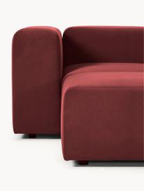 Modulares Samt-Sofa Lena (3-Sitzer) mit Hocker, Bezug: Samt (100 % Polyester) De, Gestell: Kiefernholz, Schichtholz,, Samt Weinrot, B 209 x T 181 cm