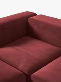 Modulares Samt-Sofa Lena (3-Sitzer) mit Hocker, Bezug: Samt (100 % Polyester) De, Gestell: Kiefernholz, Schichtholz,, Samt Weinrot, B 209 x T 181 cm
