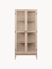 Vitrina de madera con puertas de vidrio Linley, Estructura: chapa de roble, Madera de roble, transparente, An 80 x Al 180 cm