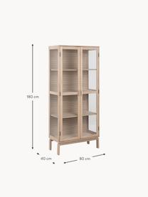 Vitrina de madera con puertas de vidrio Linley, Estructura: chapa de roble, Madera de roble, transparente, An 80 x Al 180 cm