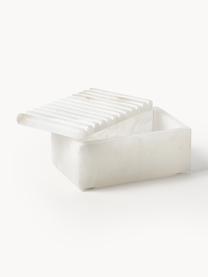 Boîte de rangement à couvercle nervuré Jutta, Albâtre, Blanc, larg. 10 x long. 15 cm