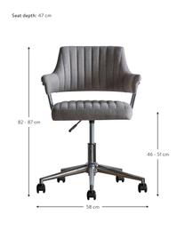 Sedia girevole da ufficio McIntyre, Rivestimento: poliestere, Sottostruttura: compensato, Gambe: metallo zincato, Ruote: materiale sintetico (nylo, Grigio, Larg. 58 x Prof. 54 cm