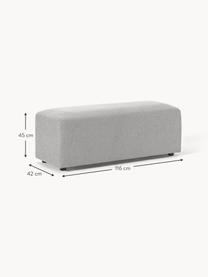 Pouf XL Melva, larg 116 x prof. 42 cm, Tissu gris clair, larg. 116 x prof. 42 cm