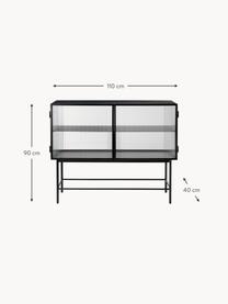 Vitrína se skleněnými dveřmi Haze, Matná černá, transparentní, Š 110 cm, V 90 cm