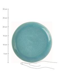 Assiette à dessert artisanale grès turquoise avec émail Anthia, 2 pièces, Grès cérame, Turquoise, Ø 23 x haut. 3 cm