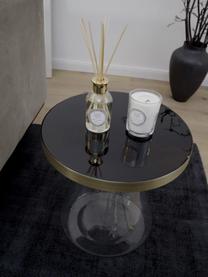 Table d'appoint avec pied en verre Enzo, Noir, Ø 41 x haut. 42 cm