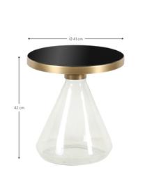 Table d'appoint avec pied en verre Enzo, Noir, Ø 41 x haut. 42 cm