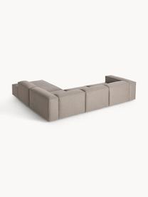 Divano angolare componibile XL Lennon, Rivestimento: 100% poliestere Con 115.0, Struttura: legno di pino massiccio, , Piedini: plastica Questo prodotto , Tessuto taupe, Larg. 329 x Prof. 269 cm, chaise lounge a sinistra