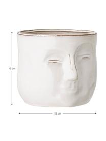 Cache-pot grès cérame Huma, Grès cérame, Blanc, beige, larg. 18 x haut. 16 cm