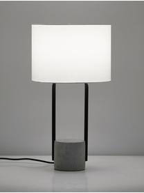 Große Tischlampe Pipero mit Betonfuß, Lampenschirm: Textil, Lampenfuß: Metall, pulverbeschichtet, Weiß, Grau, Ø 28 x H 51 cm