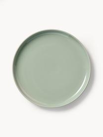 Plato llano de porcelana Nessa, 4 uds., Porcelana dura de alta calidad, Verde salvia brillante, Ø 26 cm