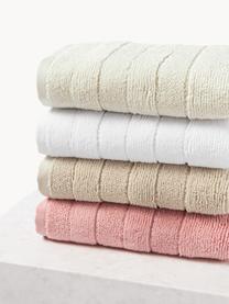 Lot de serviettes de bain avec bordure décorative Luxe, set de tailles variées, Beige clair, 3 éléments (1 serviette invité, 1 serviette de toilette et 1 drap de bain)