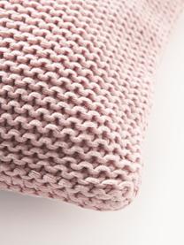 Copricuscino a maglia in cotone organico Adalyn, 100% cotone organico certificato GOTS, Rosa chiaro, Larg. 40 x Lung. 40 cm