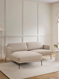 Kleines Ecksofa Fluente, Bezug: 100 % Polyester Der strap, Gestell: Massives Kiefernholz, Bir, Webstoff Beige, B 198 x T 152 cm, Eckteil links