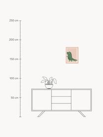 Impression numérique encadrée Dino, Bois clair, pêche, vert, larg. 33 x haut. 43 cm