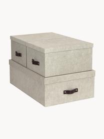 Opbergdozen Inge, set van 3, Handvatten: leer, Lichtbeige, bruin, Set met verschillende formaten