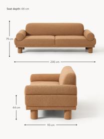 Bouclé-Sofa Lilo (3-Sitzer), Bezug: Bouclé (93 % Polyester, 6, Bouclé Hellbraun, B 230 x T 93 cm