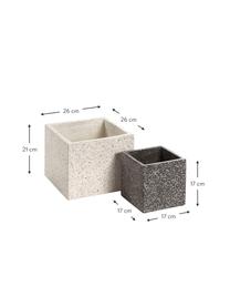 Plantenpottenset Bransc van terrazzo, 2-delig, Terrazzo, Beige, zwart, Set met verschillende formaten