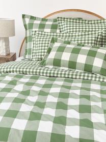 Karierter Baumwoll-Bettdeckenbezug Nels, Webart: Renforcé Fadendichte 144 , Grüntöne, Weiß, B 200 x L 200 cm