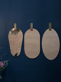 Ovaler Wandspiegel Perky mit braunem Aufhängeband, Spiegelfläche: Spiegelglas, Spiegelglas, 22 x 39 cm