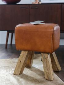 Tabouret vintage en cuir Tim, Brun clair, larg. 40 x haut. 47 cm