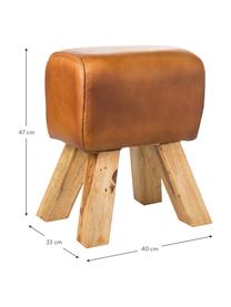 Tabouret vintage en cuir Tim, Brun clair, larg. 40 x haut. 47 cm