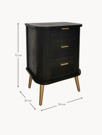 Noční stolek se zásuvkami Cayetana, Černá, Š 50 cm, V 72 cm