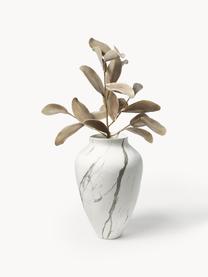 Handgefertigte Vase Latona, H 41 cm, Steingut, Weiss, Grau, marmoriert, matt, Ø 27 x H 41 cm
