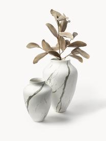 Handgefertigte Vase Latona, H 41 cm, Steingut, Weiß, Grau, marmoriert, matt, Ø 27 x H 41 cm
