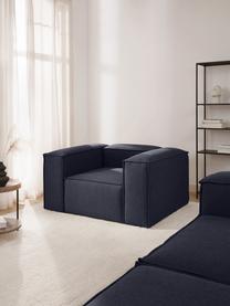 Fauteuil Lennon, Tissu bleu foncé, larg. 130 x prof. 101 cm