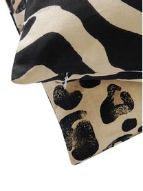 Kissenhüllen Jill mit Animal Print, 2er-Set, 100 % Baumwolle, Schwarz, Beige, B 45 x L 45 cm