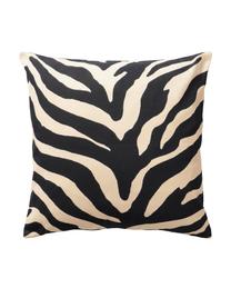 Set 2 federe arredo con stampa animalier Jill, 100% cotone, Nero, beige, Larg. 45 x Lung. 45 cm