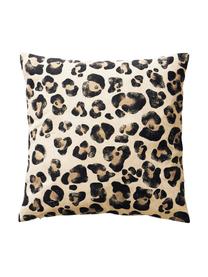 Housses de coussin tendance animale Jill, 2 élém., 100 % coton, Noir, beige, larg. 45 x long. 45 cm