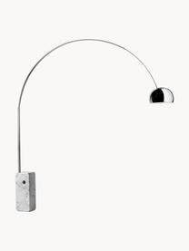 Grand lampadaire arc Arco, Argenté, blanc, marbré, haut. 240 x prof. 220 cm