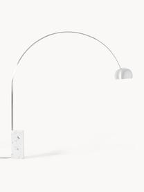 Grosse Bogenlampe Arco, Silberfarben, Weiss, marmoriert, H 240 x T 220 cm