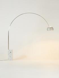 Grosse Bogenlampe Arco, Silberfarben, Weiss, marmoriert, H 240 x T 220 cm