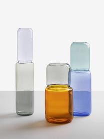 Ručne vyrobená váza Revolve, V 35 cm, Borosilikátové sklo, Svetlomodrá, tyrkysová, Ø 11 x V 35 cm