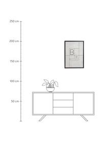 Gerahmter Digitaldruck Myrthe, Rahmen: Mitteldichte Holzfaserpla, Bild: Leinwand, Grau, Schwarz, 50 x 70 cm