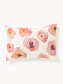 Funda de almohada de satén con estampado floral Fiorella, Blanco crema, multicolor, An 45 x L 110 cm