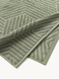 Set de toallas Fatu, tamaños diferentes, Tonos de verde oliva, Set de 3 (toalla tocador, toalla lavabo y toalla ducha)