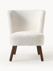 Sillón cóctel de borreguillo Robine, Tapizado: borreguillo (poliéster) A, Patas: madera de abedul pintada, Borreguillo blanco, An 63 x F 73 cm