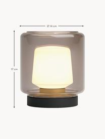 Mobiel LED outdoor tafellamp New York, dimbaar, Taupe, zwart, Ø 14 x H 17 cm