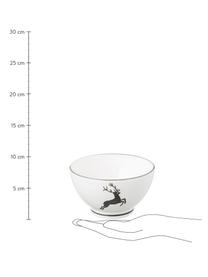 Handgemaakte müslischaal Grijze Hert, Keramiek, Grijs, wit, Ø 14 cm