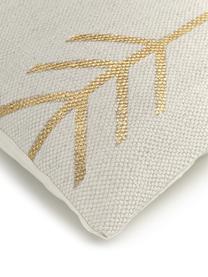 Kussenhoes Karla met goudkleurig patroon, 100% katoen, Beige, 40 x 60 cm