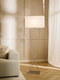 Vloerlamp Toulouse, Lampenkap: textiel, Lampvoet: verchroomd metaal, Zilverkleurig, wit, H 157 cm