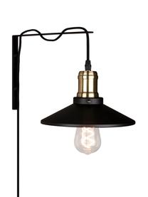 Nástenná lampa so zástrčkou Disc, Čierna, odtiene zlatej, Š 22 x H 40 cm