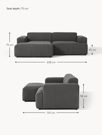 Ecksofa Melva (3-Sitzer), Bezug: 100 % Polyester Der strap, Gestell: Massives Kiefern- und Fic, Füße: Kunststoff Dieses Produkt, Webstoff Anthrazit, B 238 x T 143 cm, Eckteil links