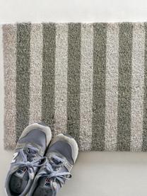 Felpudo Grey Stripes, Parte superior: fibras de coco, Parte trasera: PVC, Gris, blanco, An 45 x L 75 cm