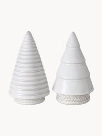 Piezas decorativas abetos Lody, 2 uds., Cerámica de gres, Blanco, Ø 11 x Al 18 cm